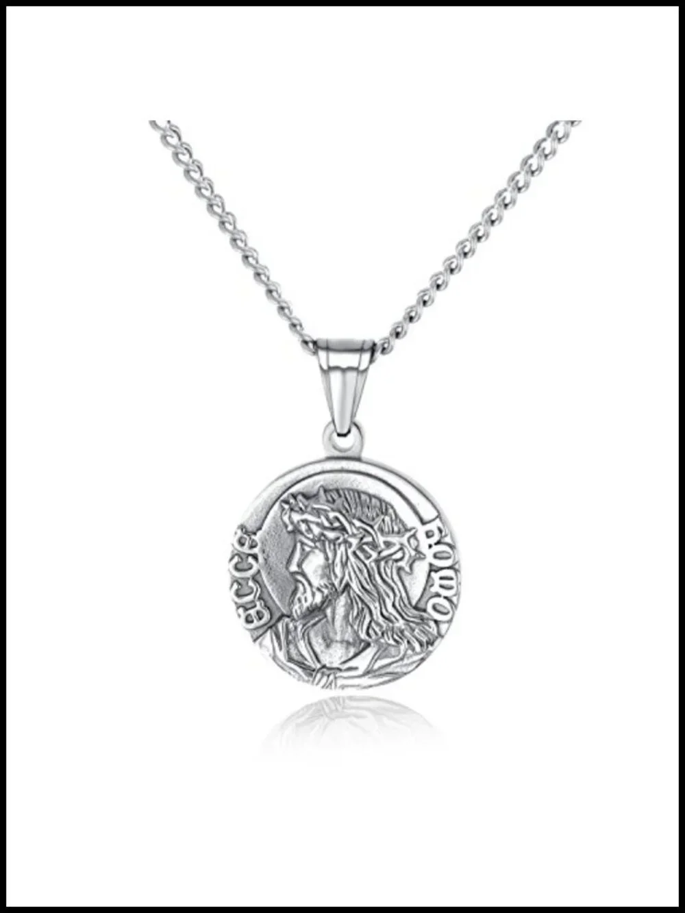 Stainless Steel Jesus Christ Serenity Prayer Necklace Christian Medal Amulet